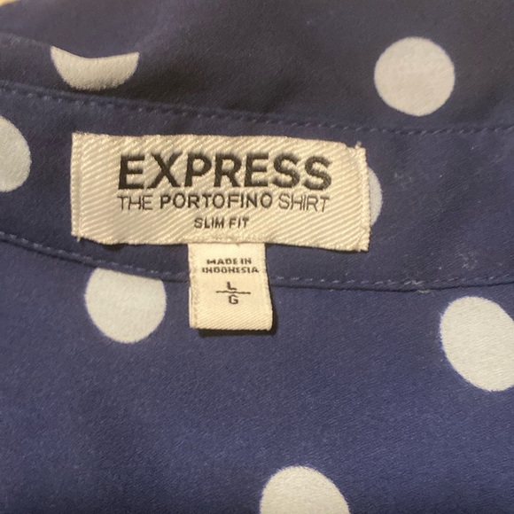 Express dark blue with light blue polka dots Portfino Shirt - Picture 2 of 4